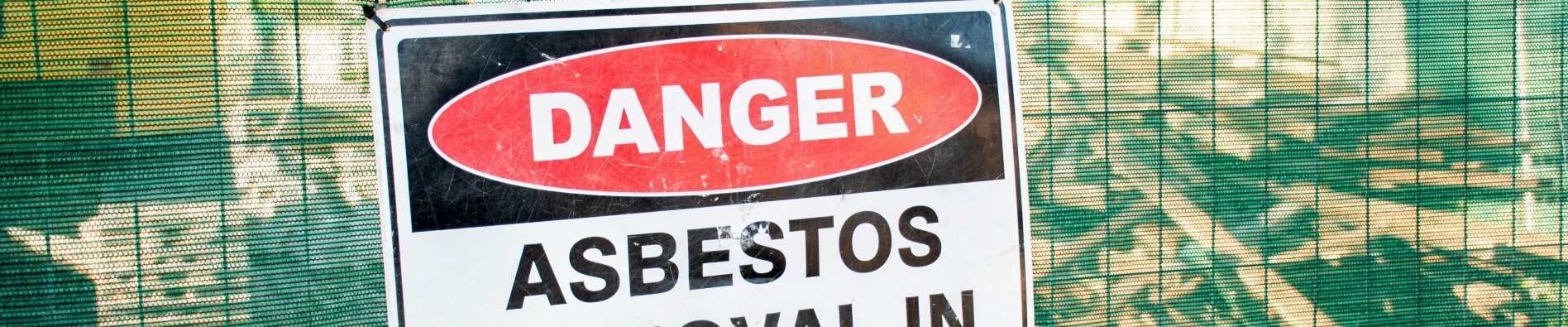 A warning sign Danger Asbestos