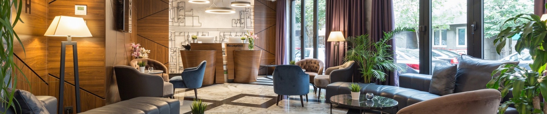 Interior of a modern luxury hotel reception