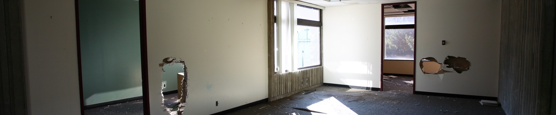 Abandoned office building in ruin