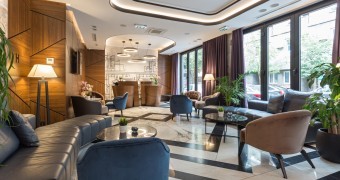 Interior of a modern luxury hotel reception