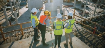 Engineers and Architect Discuss Plans Next to Surveyor   resized