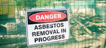 A warning sign Danger Asbestos