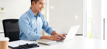 Professional using laptop