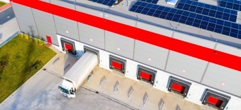 Solar panels on warehouse