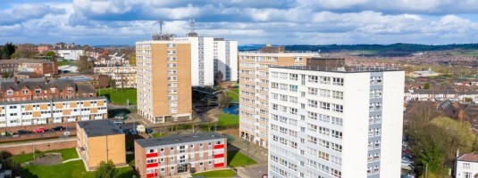 High rise tower blocks, flats built in the city of Stoke on Trent