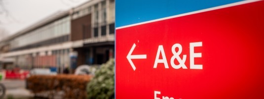 NHS A and E sign