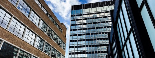 Old and new commercial buildings