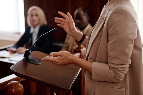 Woman in court