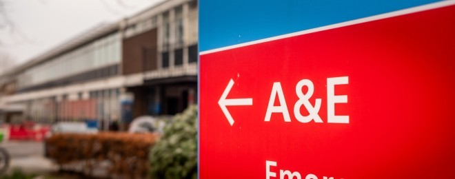 NHS A and E sign