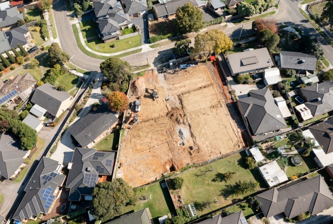 Aerial photo of vacant residential land under development