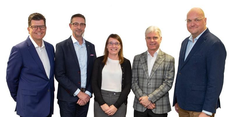 L-R: Guy Charrison, Richard Worrall, Denise Daniells, Stuart Elliott, Toby Limbrick