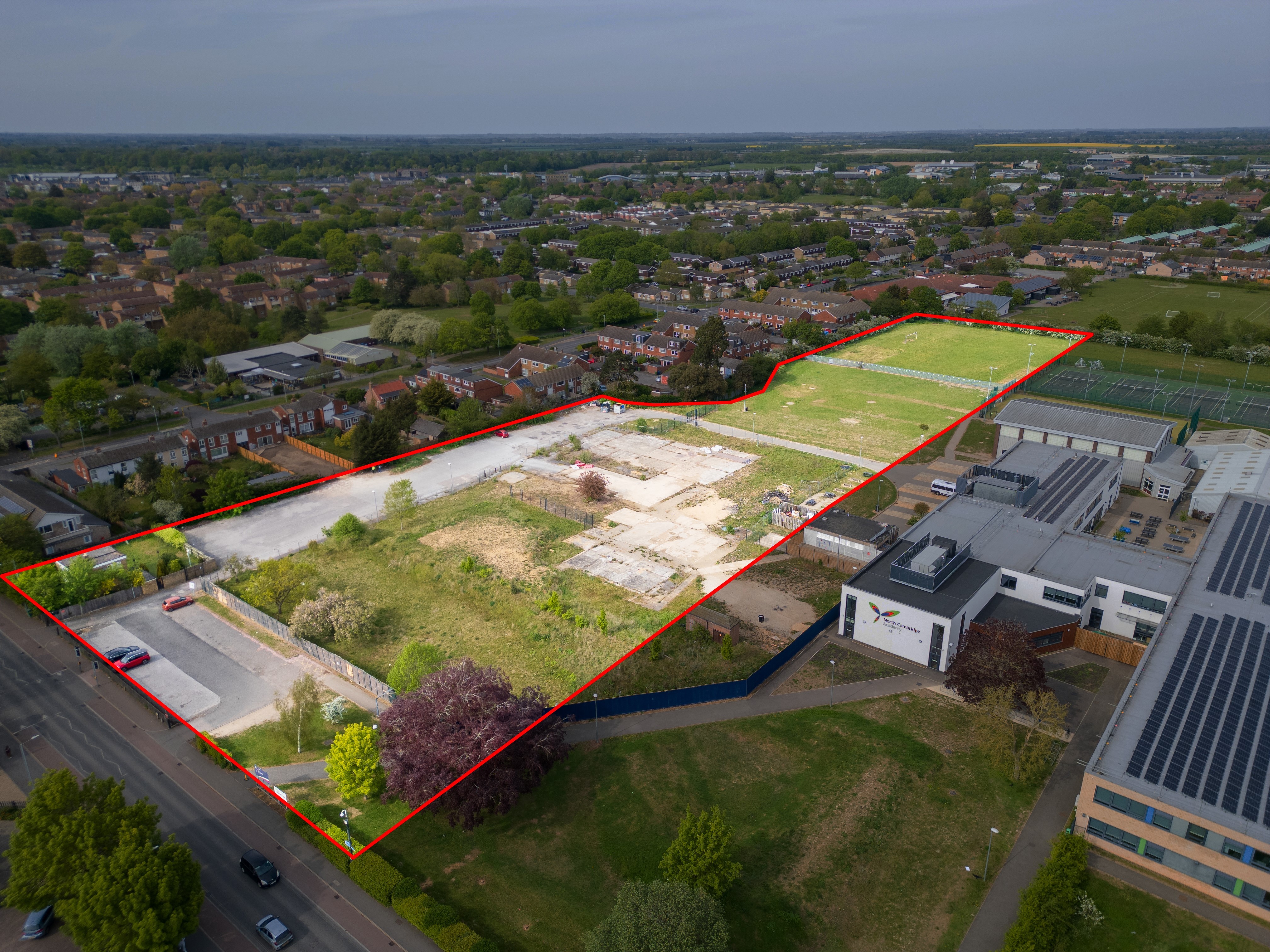 Aerial North Cambridge Academy site Arbury Road BTG Eddisons Cambridge May 2026