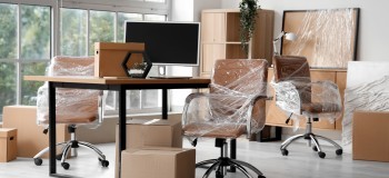 Interior of modern office on moving day