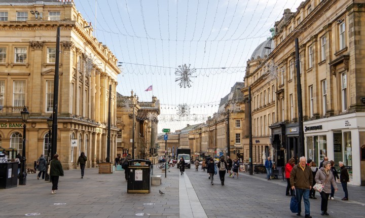Newcastle upon Tyne, UK, a view of Grey Street