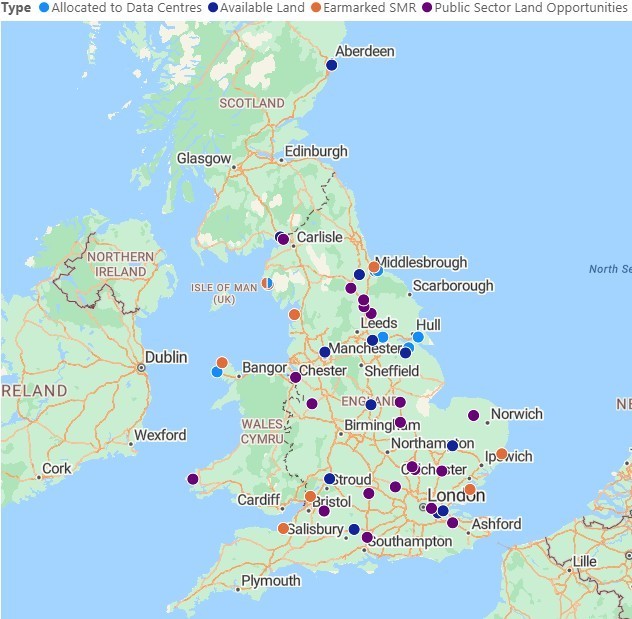 AI Growth Zone Consultancy   map of data centre opportunities