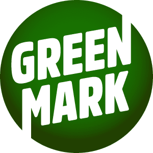 A green circle with the words "Green Mark" filling the centre - the tails of the N and the M bleed off the side of the circle.